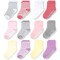 CozyWay Kids Socks With Grippers Non Slip Crew Grip Socks for Girls Soft Comfy Cotton Multi Color Pink - 7-9 Years - 12 Pack